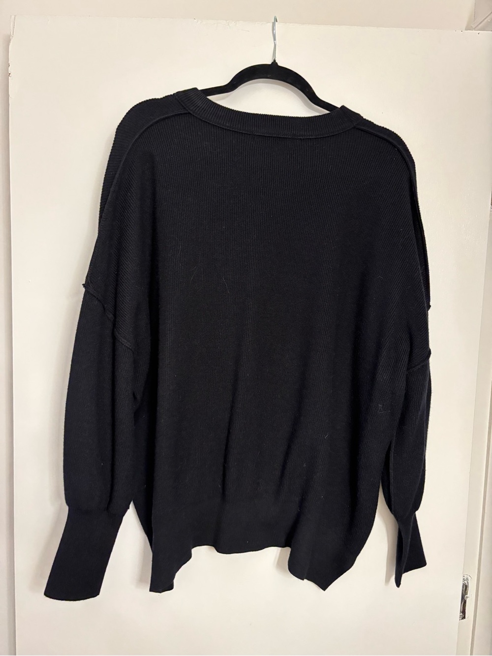 Black Oversized Rib-Knit Sweater